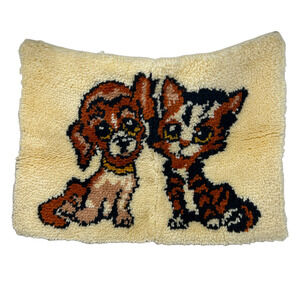 Vintage Malina Hook A Rug Kit Dog Cat 20x27" Puppy & Dog Friends COMPLETE!